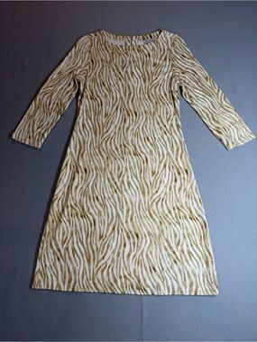 Tommy Bahama Zebra Print Shift Dress Beige Animal Print XS Resort Coastal